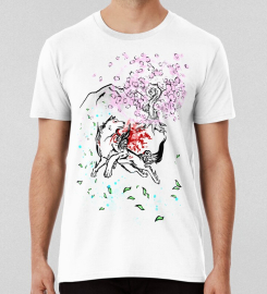 Amaterasu Okami With Cherry Blossoms T-shirt