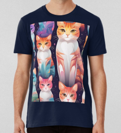 Amazing Colorful Cat Art Pattern T-shirt