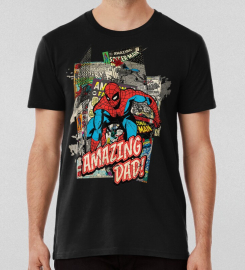 Amazing Dad Spider Superhero Comic Style T-shirt